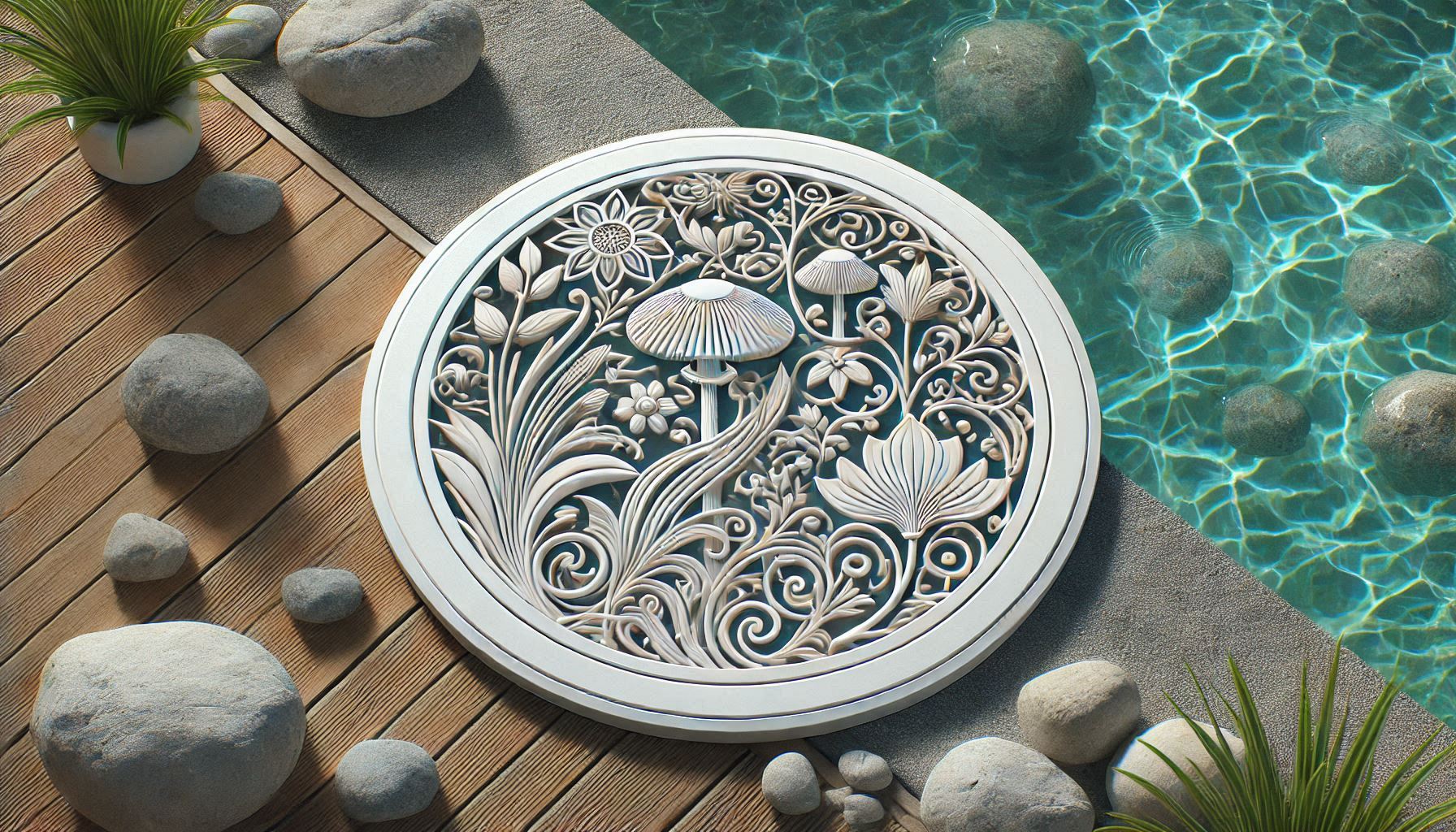 8 Inch White Pool Main Drain Cover - Clean & Sleek Design